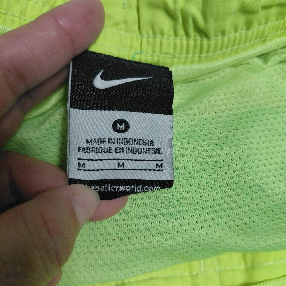 Nike Boys Youth Swim Shorts Logo Print Green Medium Elastic Waist